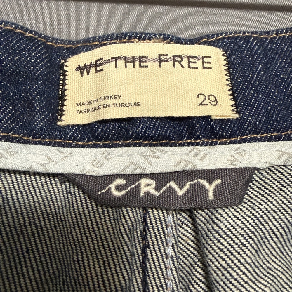 We The Free Antonia Crop Jeans Women 29 Blue Wide Leg Pleated High Rise Boho Y2K - Picture 8 of 14